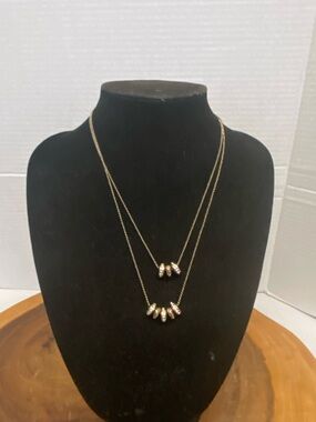 Banana Republic Gold Rhinestone Beaded Layering Necklace